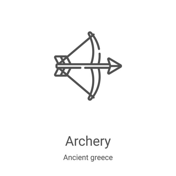 archery icon vector from ancient greece collection. Thin line archery outline icon vector illustration. Linear symbol for use on web and mobile apps, logo, print media