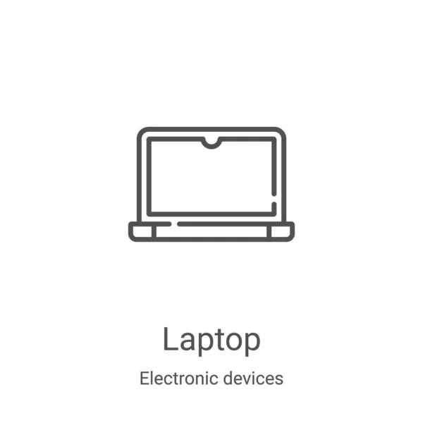 Wektor Ikony Laptopa Kolekcji Urządzeń Elektronicznych Cienka Linia Laptop Zarys — Wektor stockowy