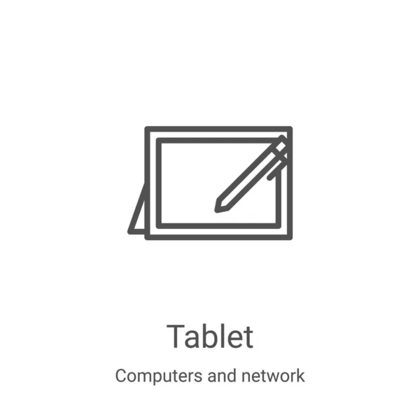 Vector Icono Tableta Computadoras Colección Red Línea Delgada Tableta Esquema — Archivo Imágenes Vectoriales