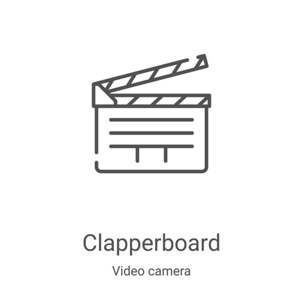 Clapperboard Icon Vector Video Camera Collection Thin Line Clapperboard Outline — ストックベクタ