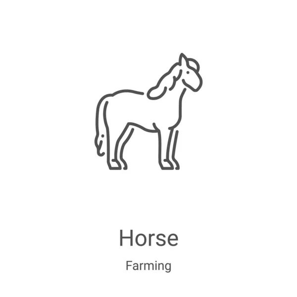 Horse Icon Vector Farming Collection Thin Line Horse Outline Icon — Stock Vector
