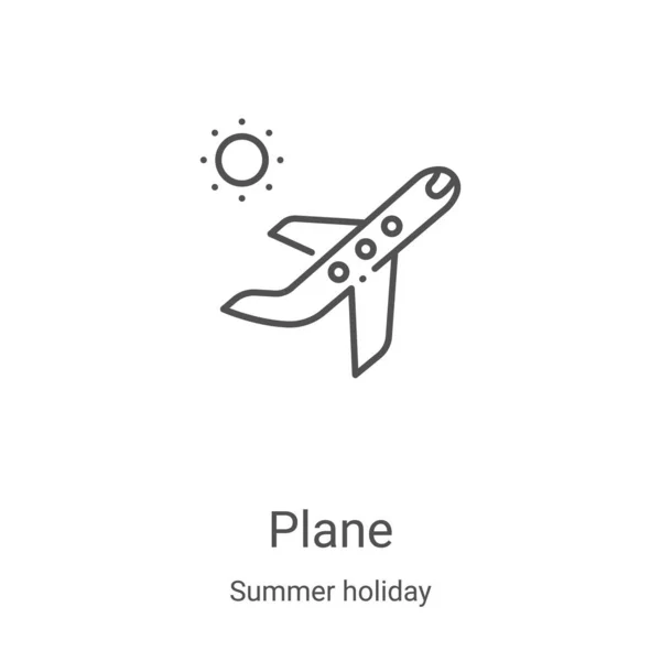 Plane Icon Vector Summer Holiday Collection Thin Line Plane Outline — ストックベクタ