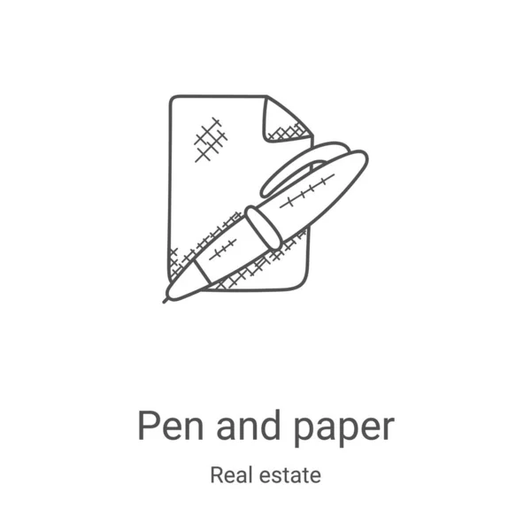 Pen Paper Icon Vector Real Estate Collection Thin Line Pen — Stock Vector