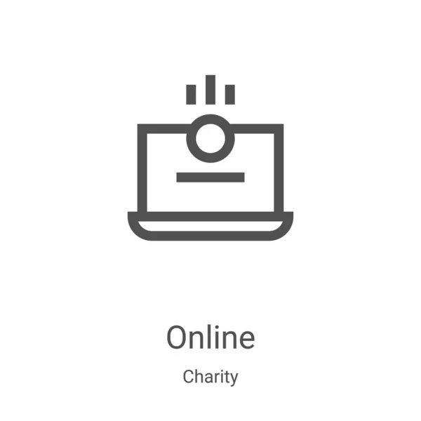 Online Icon Vector Charity Collection Thin Line Online Outline Icon — Stock Vector