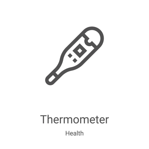 温度计图标矢量来自健康收集 细线温度计轮廓图标矢量插图 用于网络和移动应用程序 印刷媒体的线性符号 — 图库矢量图片