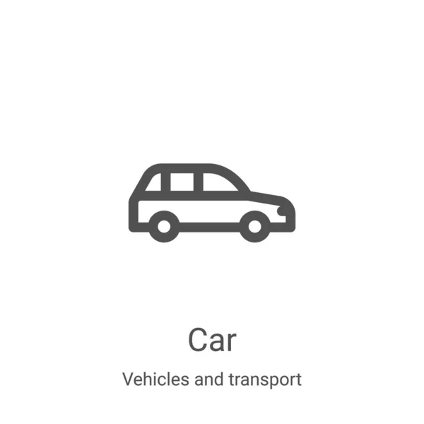 車や交通機関のアイコンベクトルです細い線車の輪郭アイコンのベクトルイラスト Webやモバイルアプリ 印刷メディアで使用するための線形シンボル — ストックベクタ
