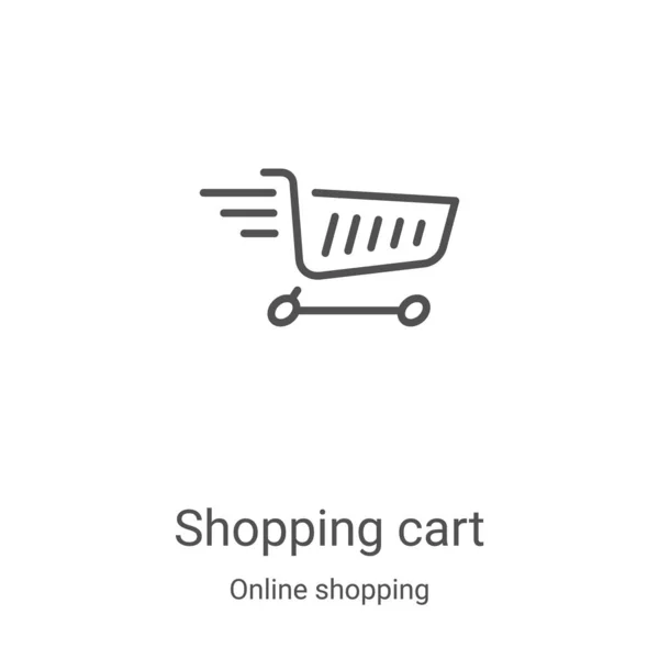 ショッピングカートアイコンベクトルからオンラインショッピングコレクション 細い線ショッピングカートのアウトラインアイコンベクトルイラスト Webやモバイルアプリ 印刷メディアで使用するための線形シンボル — ストックベクタ