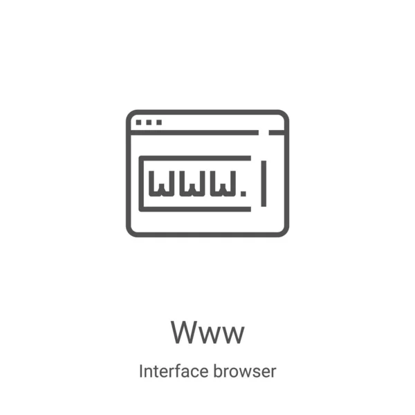 Www Icon Vector Interface Browser Collection Thin Line Www Outline — ストックベクタ