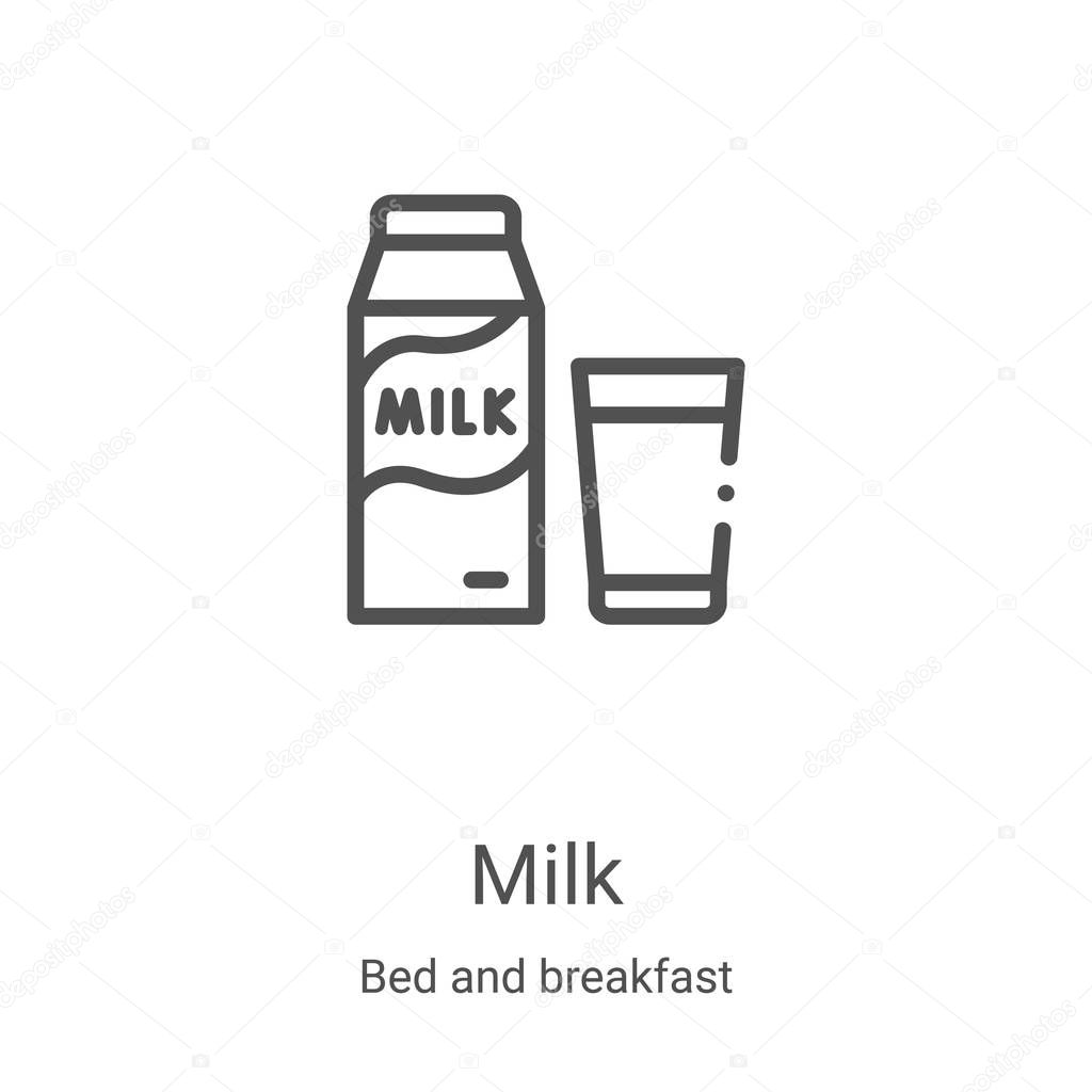 Milk Icon Vector From Bed And Breakfast Collection Thin Line Milk Outline Icon Vector Illustration Linear Symbol For Use On Web And Mobile Apps Logo Print Media Premium Vector In Adobe