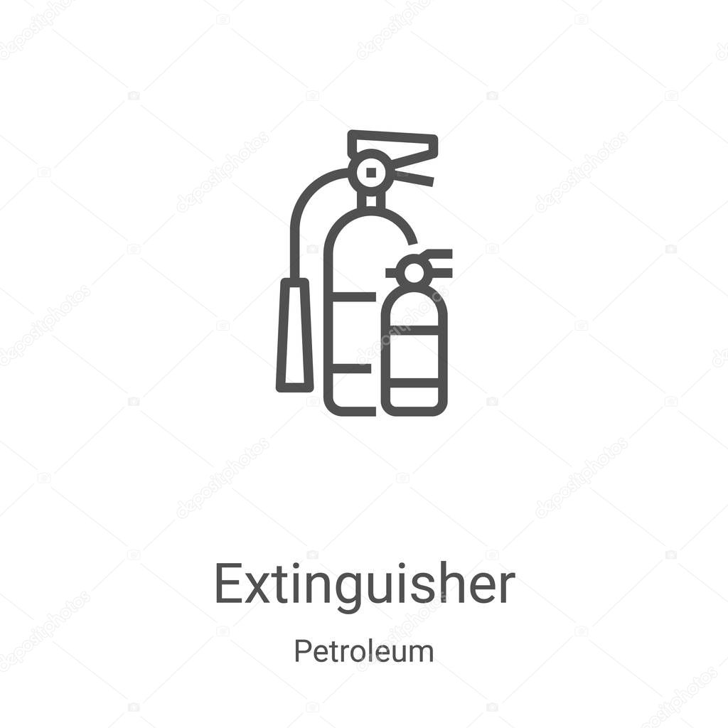 extinguisher icon vector from petroleum collection. Thin line extinguisher outline icon vector illustration. Linear symbol for use on web and mobile apps, logo, print media