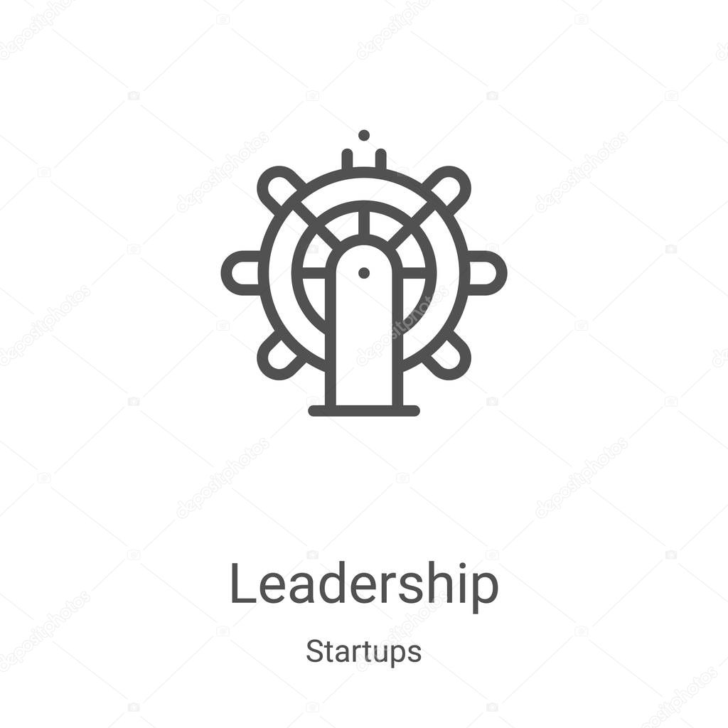leadership icon vector from startups collection. Thin line leadership outline icon vector illustration. Linear symbol for use on web and mobile apps, logo, print media