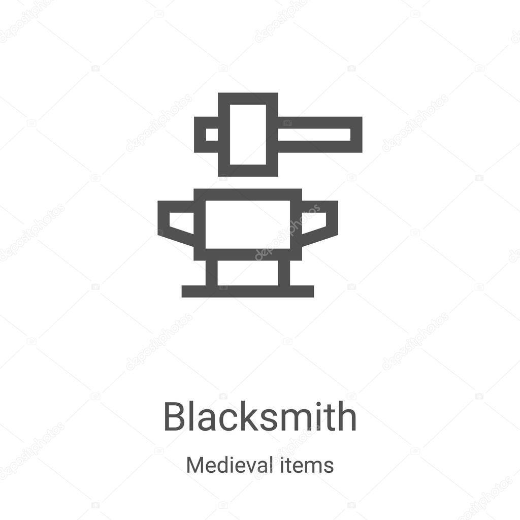 blacksmith icon vector from medieval items collection. Thin line blacksmith outline icon vector illustration. Linear symbol for use on web and mobile apps, logo, print media