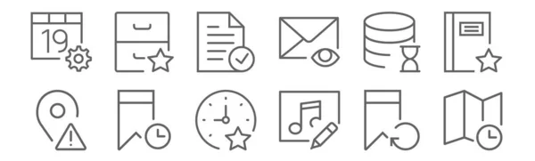 Conjunto Iconos Conjunto Interacción Outline Thin Line Icons Map Reproductor — Archivo Imágenes Vectoriales