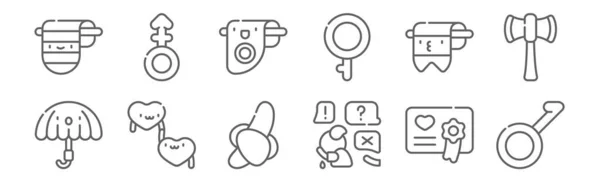 Набір Іконок Гендерної Ідентичності Викласти Тонкі Піктограми Лінії Такі Демібой — стоковий вектор
