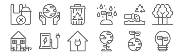 Набір Іконок Врятуйте Світ Викласти Тонкі Піктограми Лінії Такі Лампочка — стоковий вектор