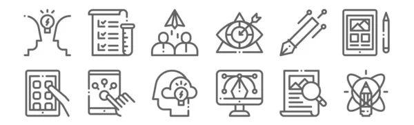 Set Von Design Thinking Icons Umreißen Dünne Linien Symbole Wie — Stockvektor