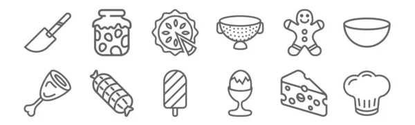 Set Gastronomy Collection Icons Outline Thin Line Icons Chef Boiled — Stock Vector