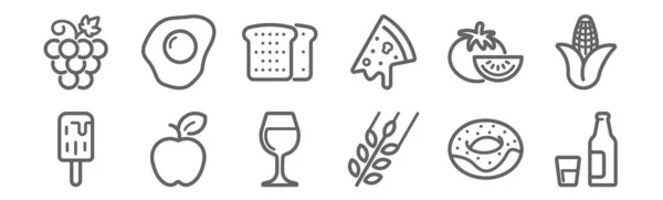 Set Von Symbolen Für Essen Und Trinken Konturen Von Symbolen — Stockvektor