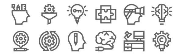 Set Von Design Thinking Icons Umreißen Dünne Linien Symbole Wie — Stockvektor