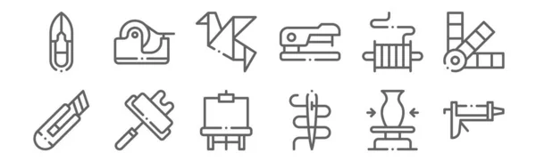 Set Diy Crafts Icons Outline Thin Line Icons Caulk Gun — Stock Vector