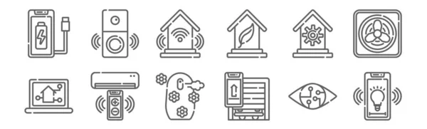 Satz Von Smart Home Symbolen Umreißen Dünne Linien Symbole Wie — Stockvektor