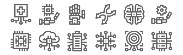 Set Von Symbolen Für Künstliche Intelligenz Thin Line Symbole Wie — Stockvektor