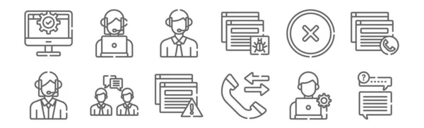 Set Tech Support Icons Outline Thin Line Icons Dialogue Phone — Stock Vector