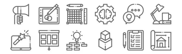 Set Von Design Thinking Icons Dünne Linien Symbole Wie Zeichnung — Stockvektor