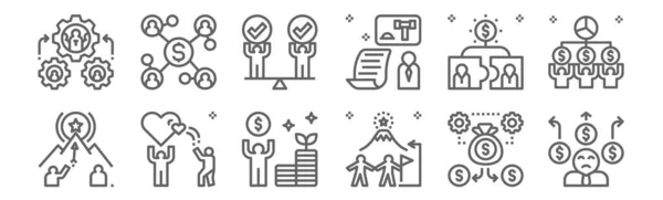 Symbole Für Geschäftspartnerschaften Dünne Linien Wie Haftung Teamwork Vertrauen Partnerschaft — Stockvektor