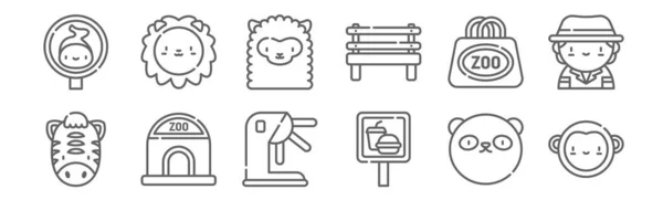 Conjunto Los Iconos Del Zoológico Contorno Iconos Línea Delgada Como — Vector de stock