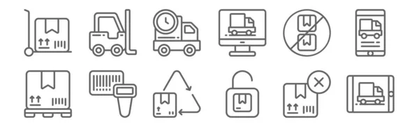 Ensemble Icônes Expédition Livraison Contour Des Icônes Ligne Mince Telles — Image vectorielle