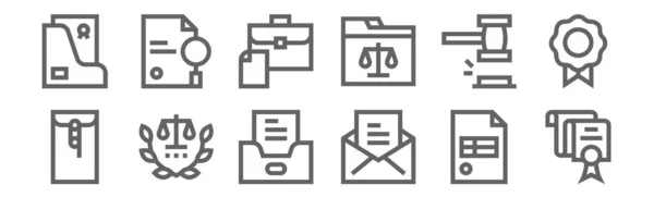 Satz Von Symbolen Für Rechtsdokumente Dünne Linien Symbole Wie Dokument — Stockvektor