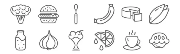 Set Gastronomy Collection Icons Outline Thin Line Icons Pie Lemon — Stock Vector