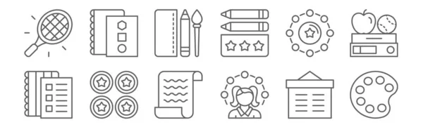 Set Education Icons Outline Thin Line Icons Paint Palette Student — Stock Vector