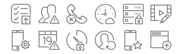 Set Interaction Set Icons Outline Thin Line Icons Browser User — Stock Vector