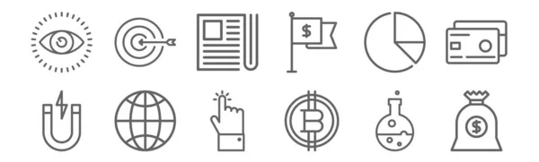 Набір Ділових Фінансових Іконок Викласти Тонкі Піктограми Рядків Такі Інвестиції — стоковий вектор