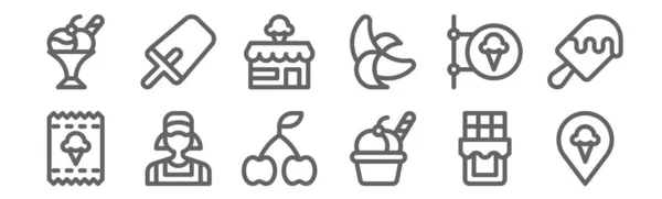 Set Ice Cream Shop Icons Outline Thin Line Icons Pin — Stock Vector