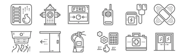 Conjunto Iconos Emergencia Contorno Iconos Línea Delgada Como Puerta Salida — Archivo Imágenes Vectoriales