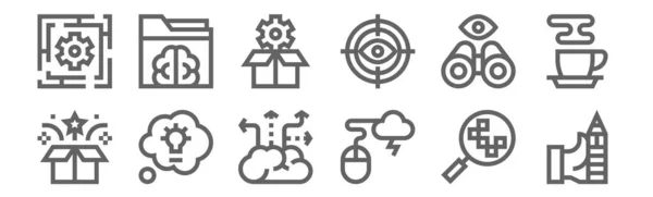 Set Von Design Thinking Icons Dünne Linien Symbole Wie Bleistift — Stockvektor