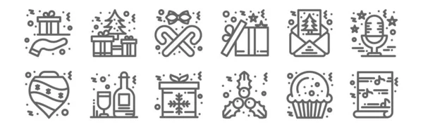 Набор Икон Рождества Очертания Тонкой Линии Иконы Такие Музыкальная Нота — стоковый вектор
