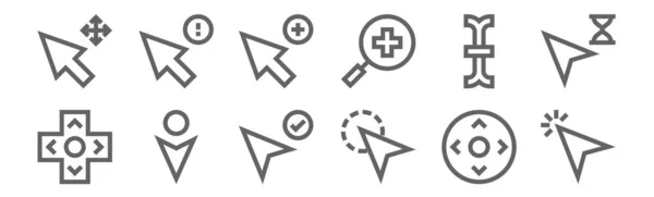 Ensemble Icônes Sélection Curseurs Contour Des Icônes Ligne Mince Telles — Image vectorielle