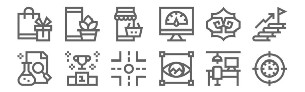 Conjunto Iconos Inicio Esbozar Iconos Línea Delgada Como Objetivo Visión — Vector de stock