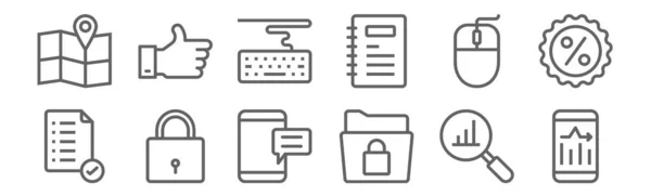 Ensemble Icônes Affaires Contour Des Icônes Ligne Mince Telles Que — Image vectorielle