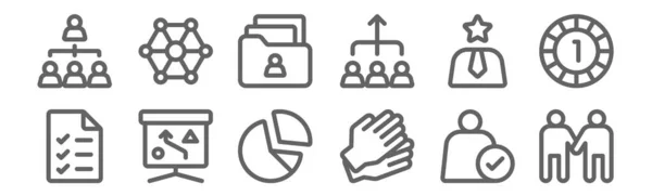Ensemble Icônes Travail Équipe Contour Des Icônes Ligne Mince Telles — Image vectorielle