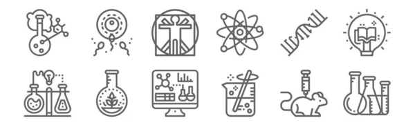 Ensemble Icônes Scientifiques Contour Des Icônes Ligne Mince Telles Que — Image vectorielle