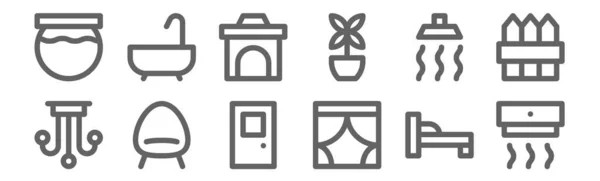 Set Von Ikonen Für Die Wohndekoration Umreißen Dünne Linien Symbole — Stockvektor