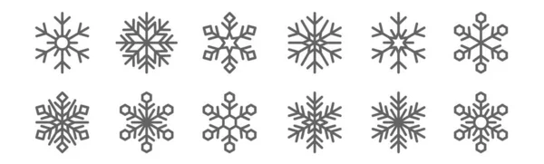 Set Snowflakes Icons Outline Thin Line Icons Snowflake Snowflake Snowflake — Stock Vector