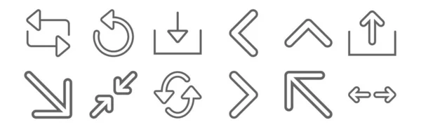 Set Arrows Icons Outline Thin Line Icons Arrow Arrow Minimize — Stock Vector