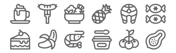 Symbole Für Sommerliche Speisen Und Getränke Ikonen Wie Papaya Eisbecher — Stockvektor