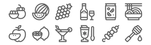 Symbole Für Sommerliche Speisen Und Getränke Ikonen Wie Honig Milchshake — Stockvektor